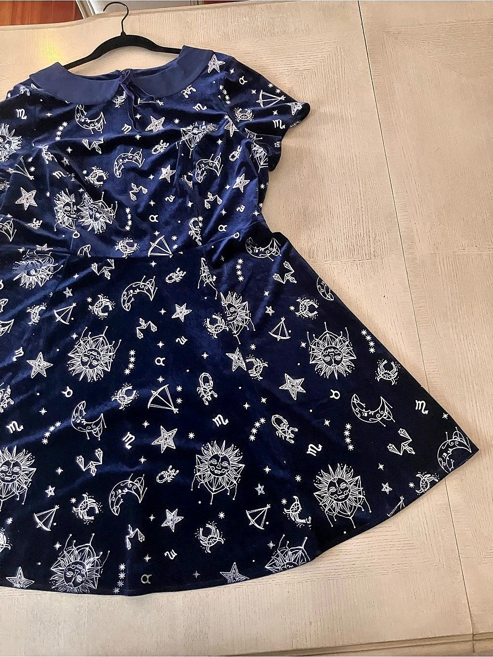 ModCloth x Collectif “Florence” Velvet Skater Dress in Navy and Silver - Picture 6 of 13